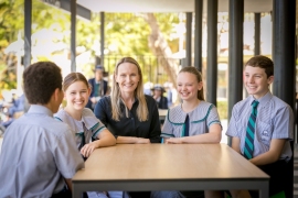 Head of Middle School Mrs Anita Gibson with Year 7 Students at Flinders
