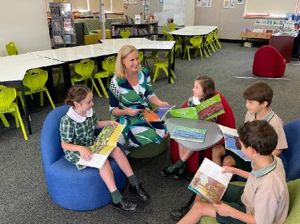 OLGC Forestville Principal Fiona Dignan in the school library